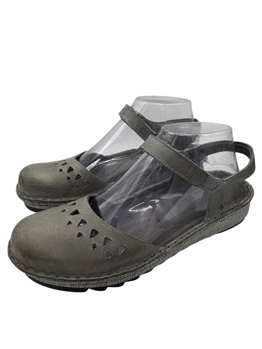 Naot Gray Leather Textured Sole Maryjane Shoe - Size 38